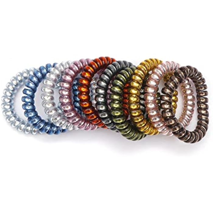Shivarth Rubber Telephone Wire Hair Ties Spiral Slinky Hair Head Elastic Bands Set Color Mixing Fashion Transparent Clear Elastic Hair Bands Wire Styled Ties Spiral Rubber Rope Bobble 10pcs - Image 2